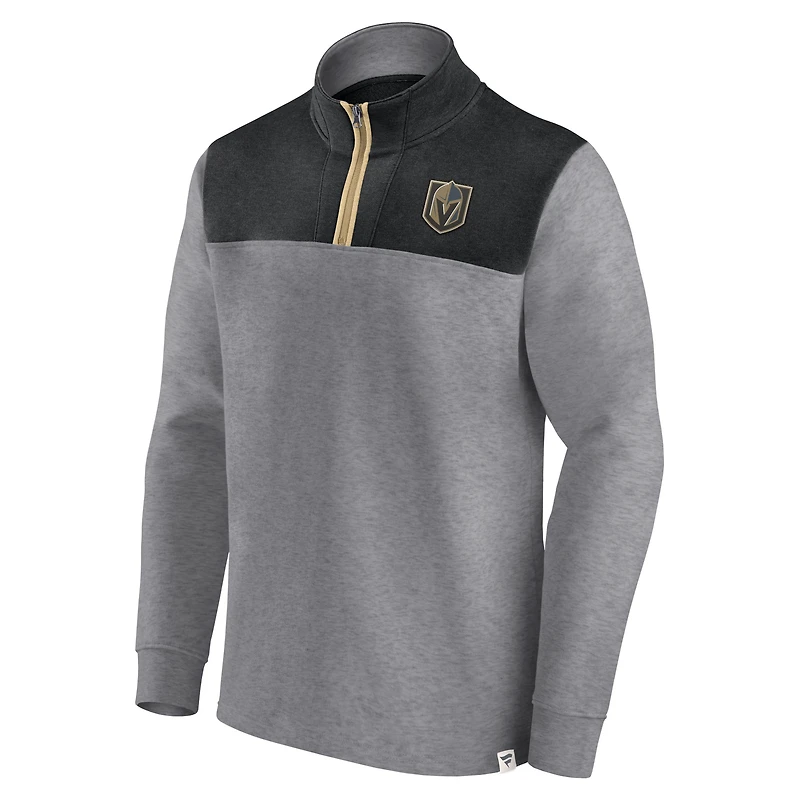 Veste à quart de zip Fanatics Heather Grey Vegas Golden Knights Launch It pour hommes