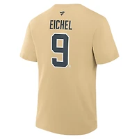 Men's Fanatics Jack Eichel Gold Vegas Golden Knights Authentic Stack Name & Number T-Shirt