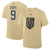 T-shirt authentique Fanatics Jack Eichel Gold Vegas Golden Knights pour homme, avec nom et numéro superposés