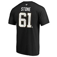 Fanatics pour hommes Mark Stone Black Vegas Golden Knights Authentique Stack Player Nom et numéro Captain Patch T-shirt