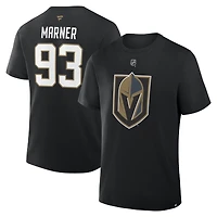 T-shirt Fanatics Mitch Marner pour homme, noir, Vegas Golden Knights, authentique, avec nom et numéro Stack