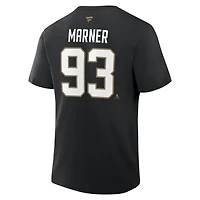T-shirt Fanatics Mitch Marner pour homme, noir, Vegas Golden Knights, authentique, avec nom et numéro Stack