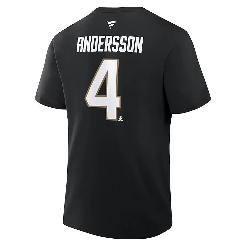 Men's Fanatics Rasmus Andersson Black Vegas Golden Knights Authentic Stack Name & Number T-Shirt