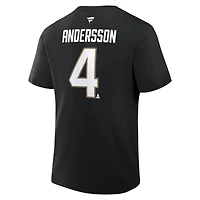 Men's Fanatics Rasmus Andersson Black Vegas Golden Knights Authentic Stack Name & Number T-Shirt