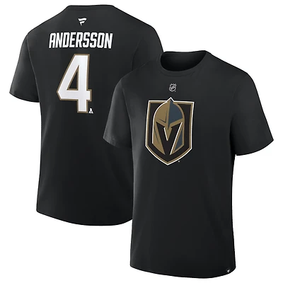 T-shirt authentique Fanatics Rasmus Andersson noir Vegas Golden Knights avec nom et numéro superposés