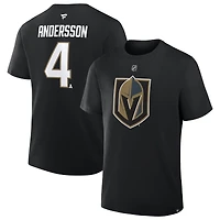 T-shirt authentique Fanatics Rasmus Andersson noir Vegas Golden Knights avec nom et numéro superposés