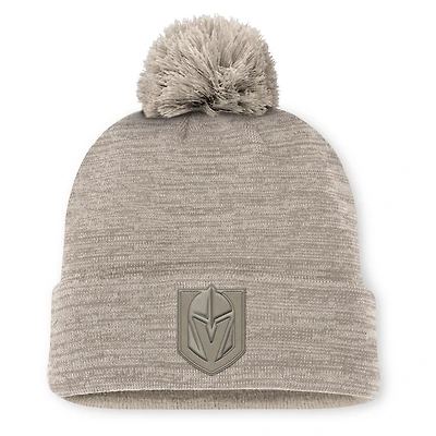 Men's Fanatics Tan Vegas Golden Knights Authentic Pro Road Cuffed Knit Hat with Pom