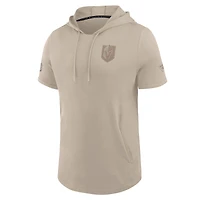 Men's Fanatics Tan Vegas Golden Knights Authentic Pro Road Short Sleeve Hoodie