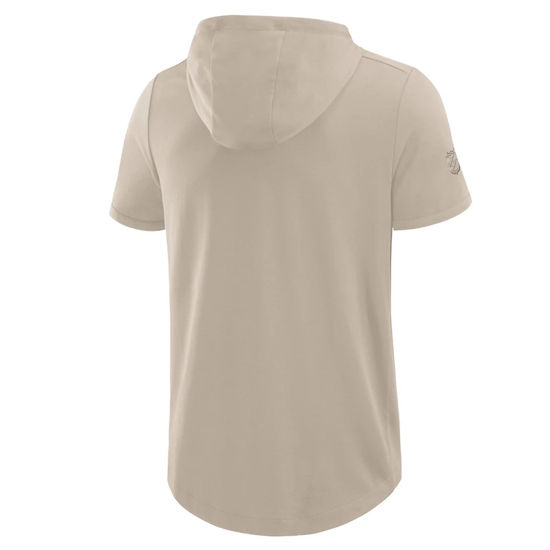 Men's Fanatics Tan Vegas Golden Knights Authentic Pro Road Short Sleeve Hoodie