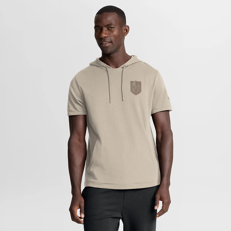 Men's Fanatics Tan Vegas Golden Knights Authentic Pro Road Short Sleeve Hoodie