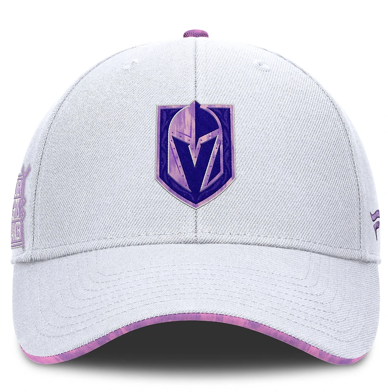 Casquette ajustable authentique Pro Hockey Fights Cancer pour hommes Fanatics White Vegas Golden Knights