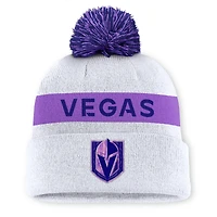 Bonnet en tricot à revers avec pompon pour homme Fanatics White Vegas Golden Knights Hockey Fights Cancer