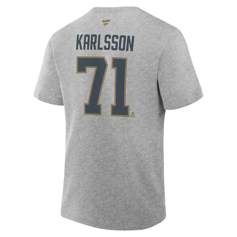 T-shirt Fanatics pour homme William Karlsson gris Vegas Golden Knights Authentic Stack avec nom et numéro