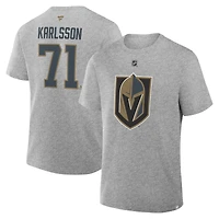 T-shirt authentique Fanatics William Karlsson gris chiné Vegas Golden Knights avec nom et numéro superposés