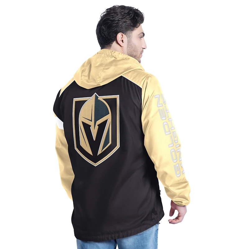 Men's G-III Sports by Carl Banks Black/Gold Vegas Golden Knights Lateral Half-Zip Hoodie Jacket