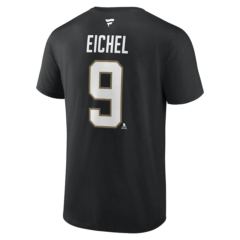 T-shirt noir authentique avec nom et numéro de la pile pour homme Jack Eichel Vegas Golden Knights