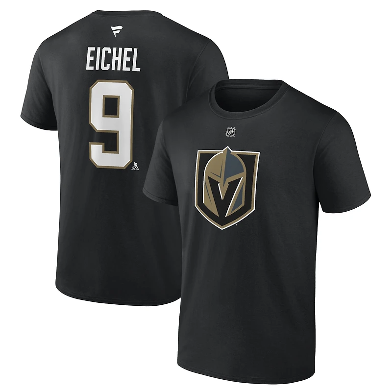 T-shirt noir authentique avec nom et numéro de la pile pour homme Jack Eichel Vegas Golden Knights