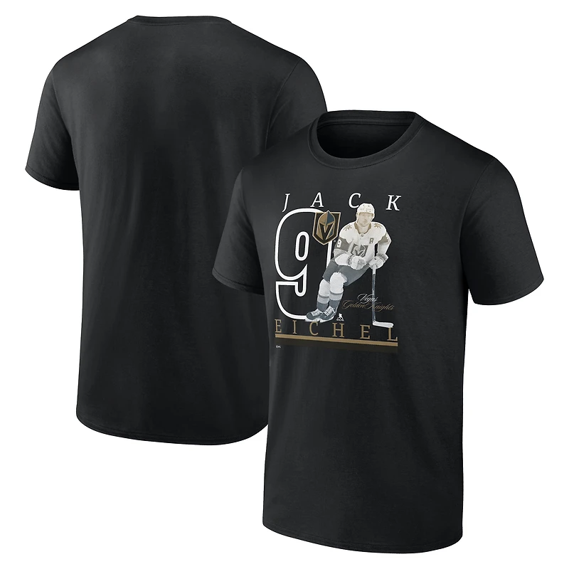 T-shirt noir pour homme Jack Eichel, joueur des Golden Knights de Vegas
