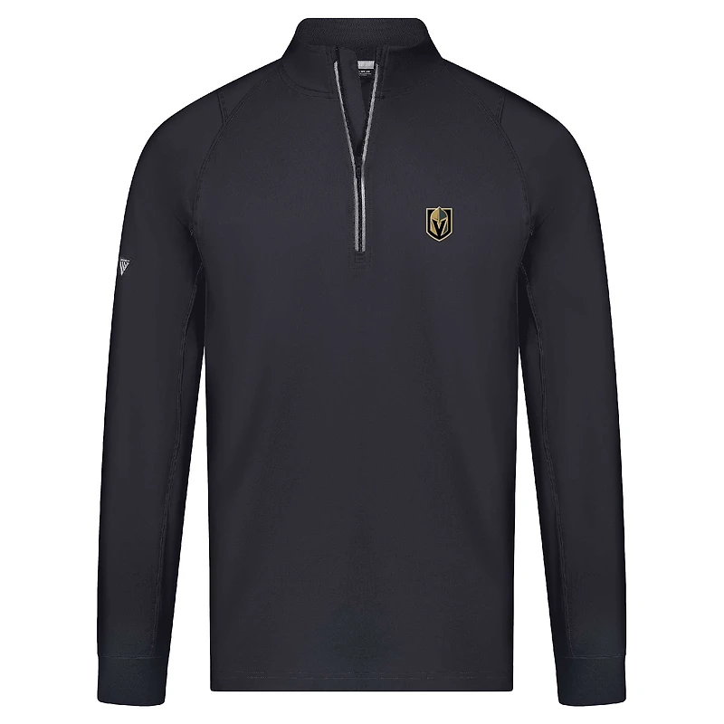 Men's Levelwear Black Vegas Golden Knights Theory Insignia Core Raglan Quarter-Zip Pullover Top