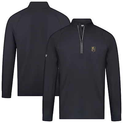 Men's Levelwear Black Vegas Golden Knights Theory Insignia Core Raglan Quarter-Zip Pullover Top