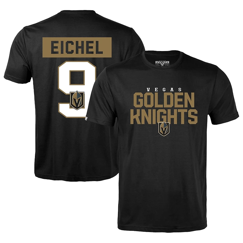 T-shirt pour homme Levelwear Jack Eichel noir Vegas Golden Knights Richmond avec nom et numéro