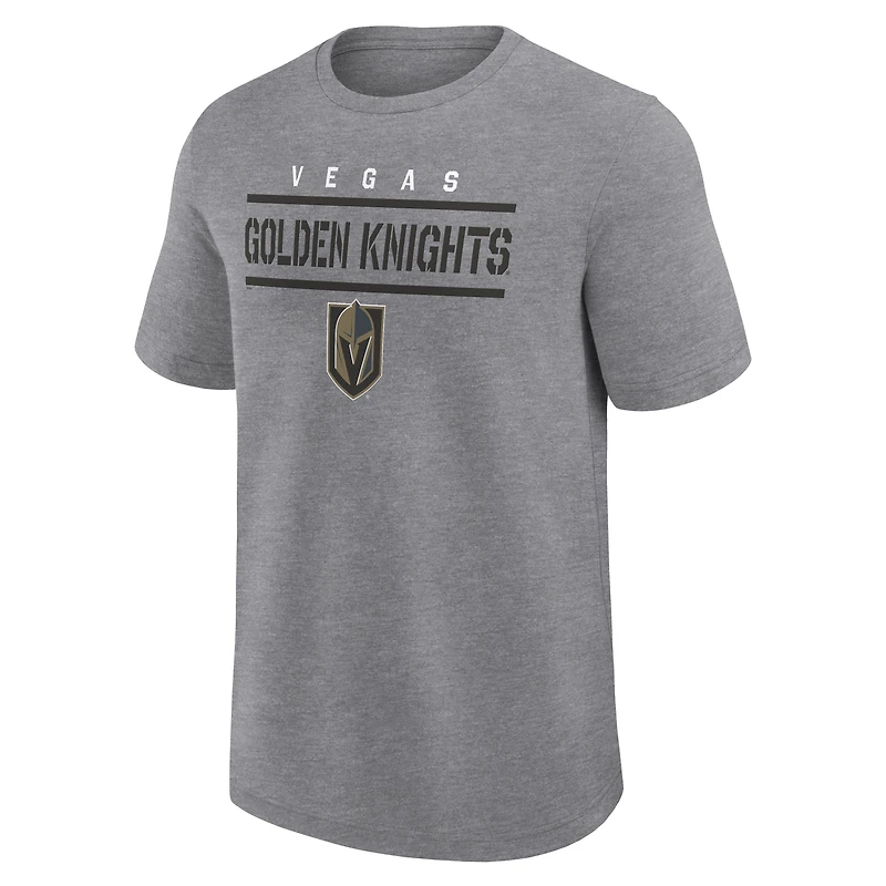T-shirt athlétique gris chiné pour homme avec logo Vegas Golden Knights.