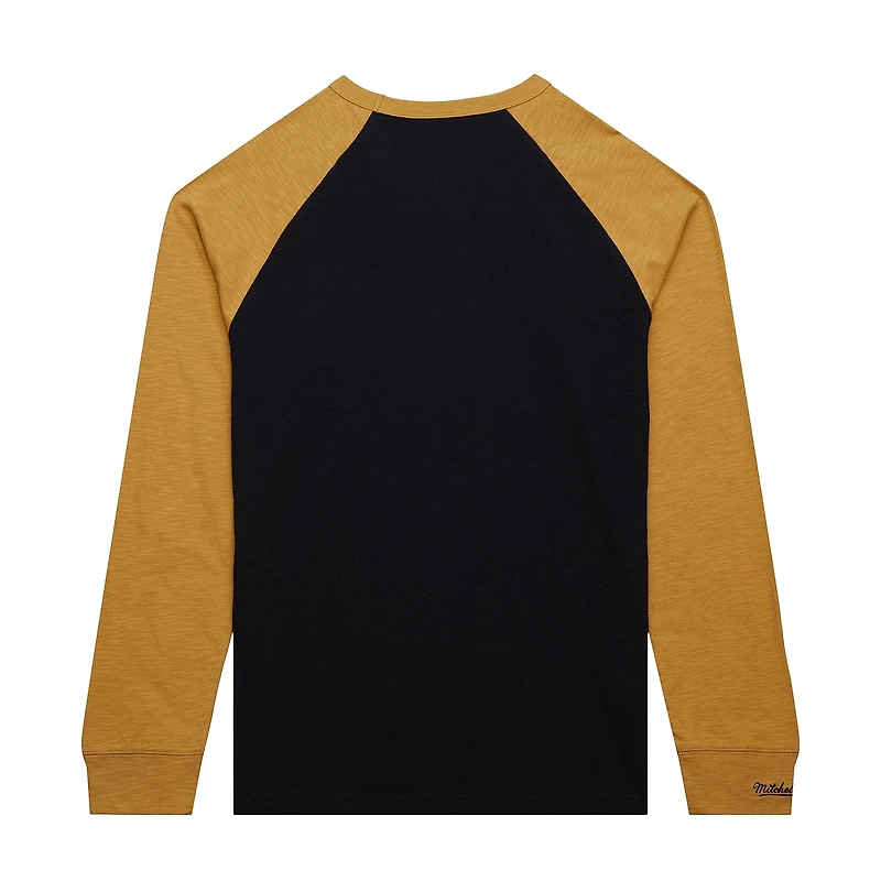 T-shirt à manches longues raglan noir/or Vegas Golden Knights Legendary Slub pour homme Mitchell & Ness