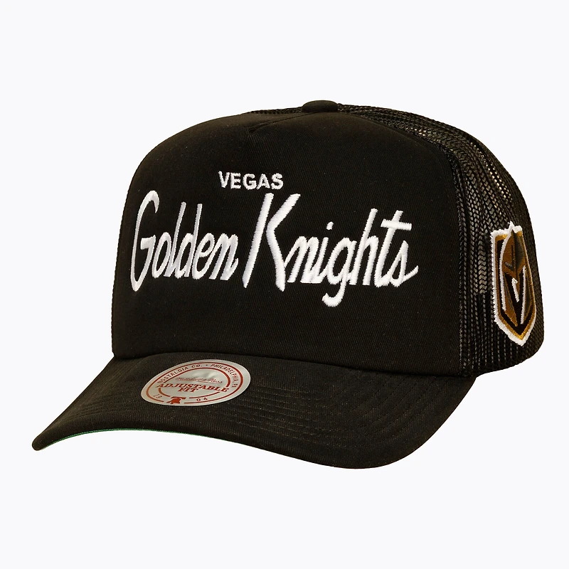 Casquette trucker ajustable Mitchell & Ness noire pour homme, modèle Vegas Golden Knights Head Coach