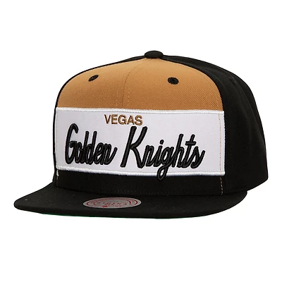 Men's Mitchell & Ness Black Vegas Golden Knights Retro Script Colorblock Snapback Hat
