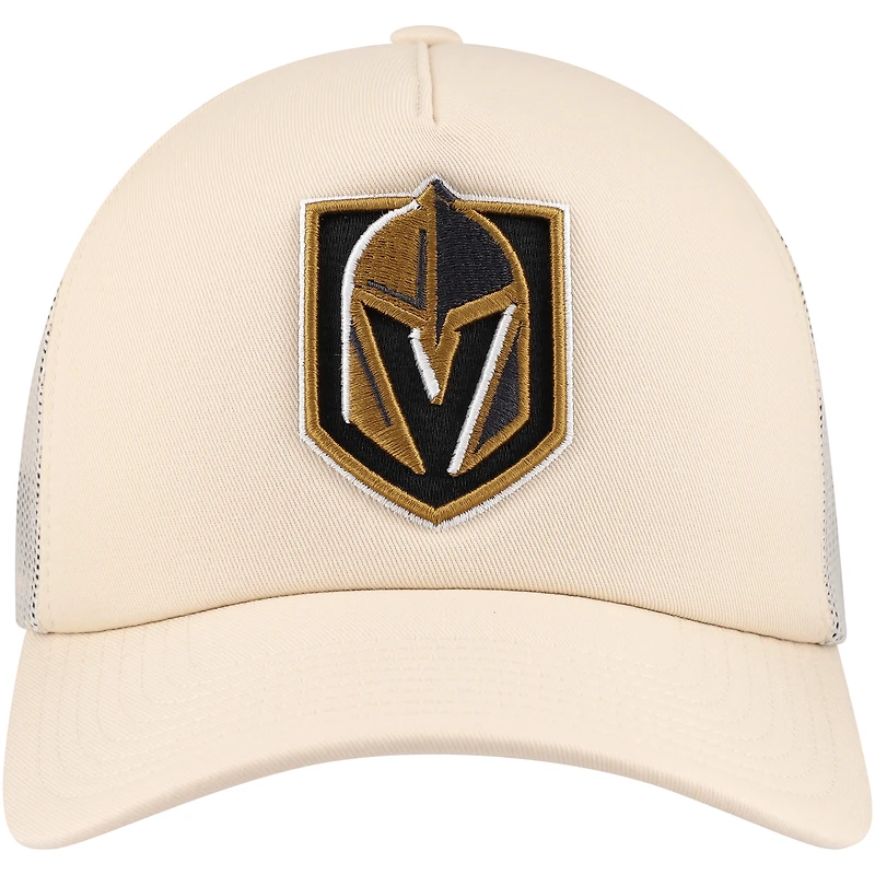 Casquette réglable de camionneur avant en mousse crème Vegas Golden Knights Mitchell & Ness pour hommes