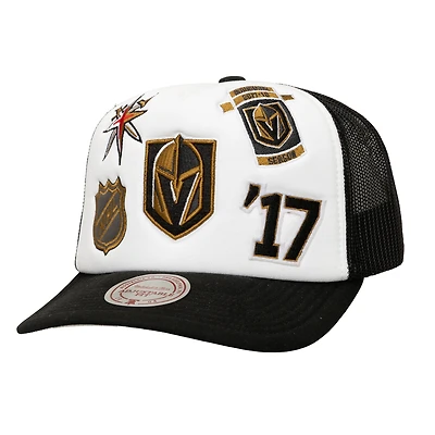 Casquette ajustable blanche/noire pour homme Mitchell & Ness Vegas Golden Knights Gridlock Trucker