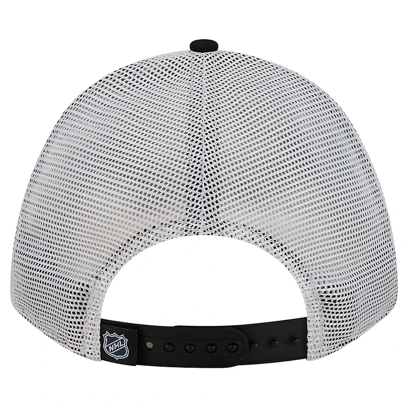 Men's New Era  Black/Gray Vegas Golden Knights Hockey Sock 9FORTY A-Frame M-Crown Adjustable Trucker Hat