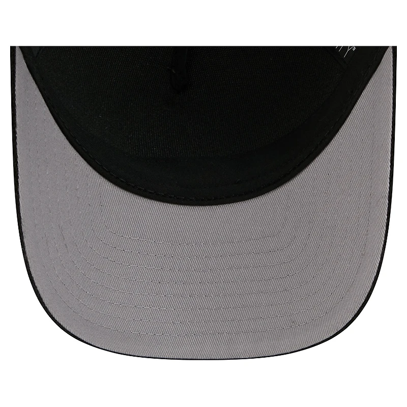 Men's New Era Black/Gray Vegas Golden Knights Hockey Sock 9FORTY A-Frame M-Crown Adjustable Trucker Hat