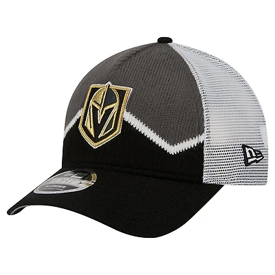 Men's New Era  Black/Gray Vegas Golden Knights Hockey Sock 9FORTY A-Frame M-Crown Adjustable Trucker Hat