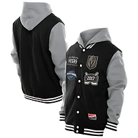 Men's New Era Black/Grey Vegas Golden Knights Full-Snap Fleece Hoodie Jacket