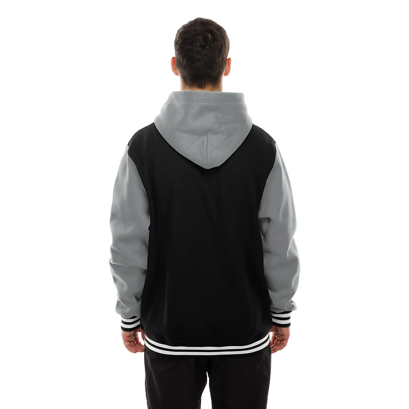 Men's New Era Black/Grey Vegas Golden Knights Full-Snap Fleece Hoodie Jacket