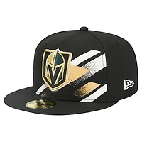 Men's New Era Black Vegas Golden Knights Faded Lines 59FIFTY Fitted Hat