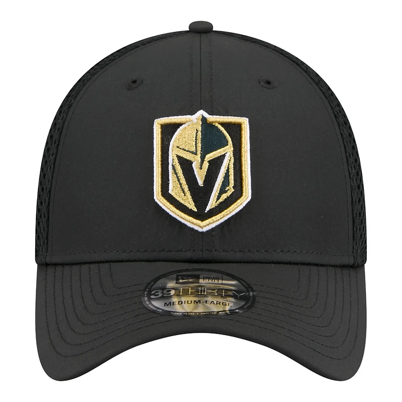 Men's New Era Black Vegas Golden Knights Logo 39THIRTY Flex Hat