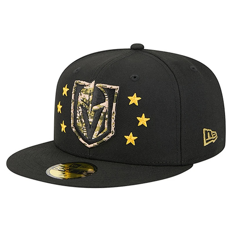 Men's New Era  Black Vegas Golden Knights Military Appreciation Digital Camo Stars 59FIFTY Fitted Hat