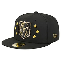 Men's New Era  Black Vegas Golden Knights Military Appreciation Digital Camo Stars 59FIFTY Fitted Hat