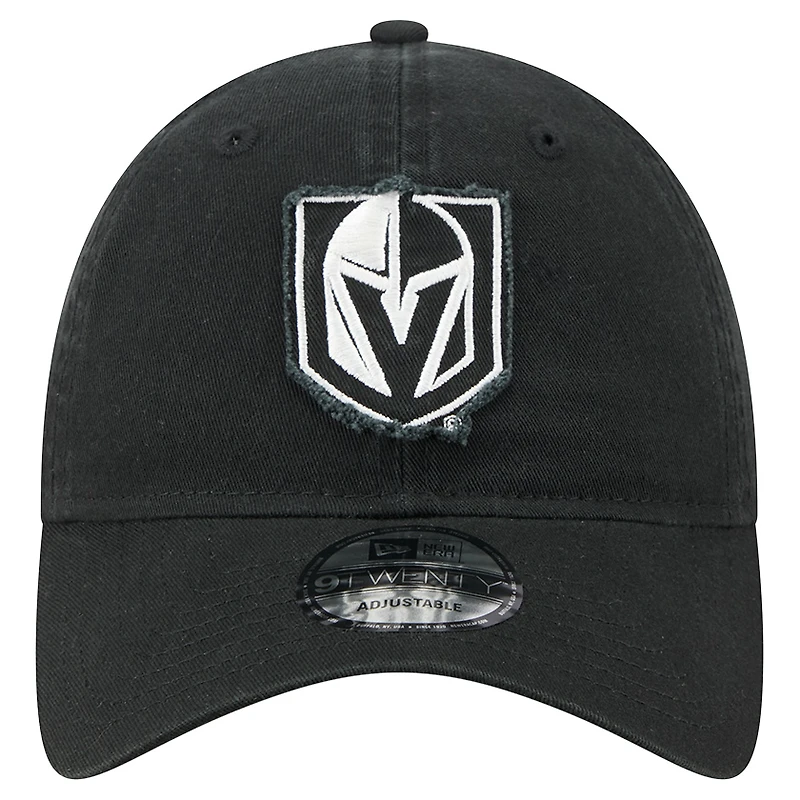 Men's New Era  Black Vegas Golden Knights Stamp Fabric Applique 9TWENTY Adjustable Hat