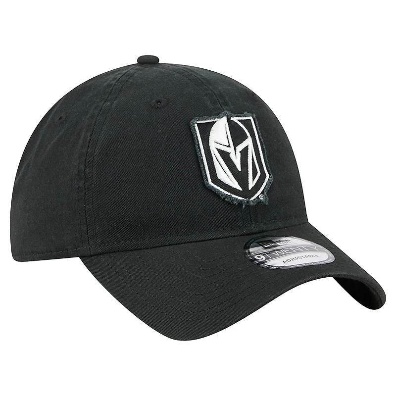 Casquette ajustable 9TWENTY pour homme New Era noire Vegas Golden Knights avec applique en tissu