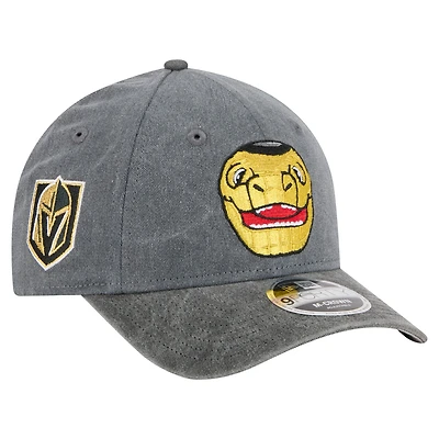 Casquette ajustable bicolore 9FORTY pour homme New Era, anthracite/noir, motif mascotte des Golden Knights de Vegas