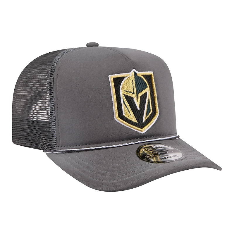 Men's New Era  Charcoal Vegas Golden Knights Faded A-Frame 9FIFTY Trucker Snapback Hat