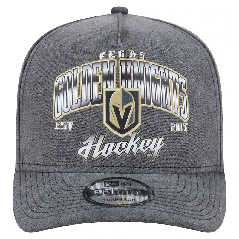 Men's New Era  Charcoal Vegas Golden Knights Throwback Washed A-Frame Pre-Curved 9FIFTY Snapback Hat