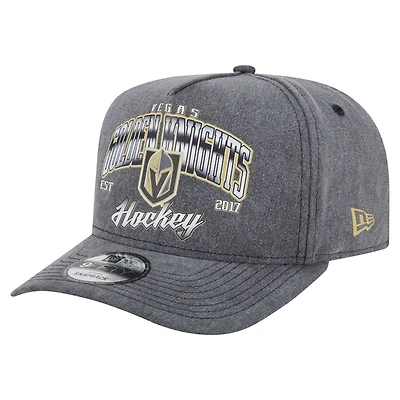Men's New Era Charcoal Vegas Golden Knights Throwback Washed A-Frame Pre-Curved 9FIFTY Snapback Hat