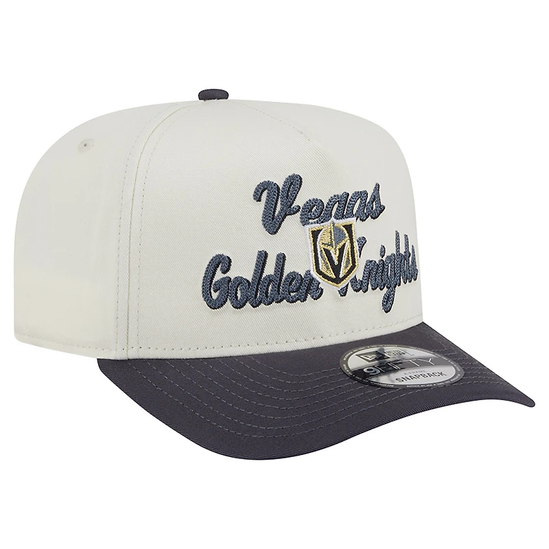 Men's New Era Cream/Grey Vegas Golden Knights Chainstitch 9FIFTY A-Frame Snapback Hat