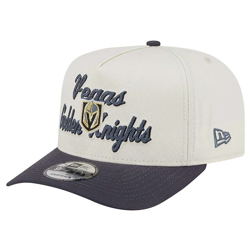 Men's New Era Cream/Grey Vegas Golden Knights Chainstitch 9FIFTY A-Frame Snapback Hat