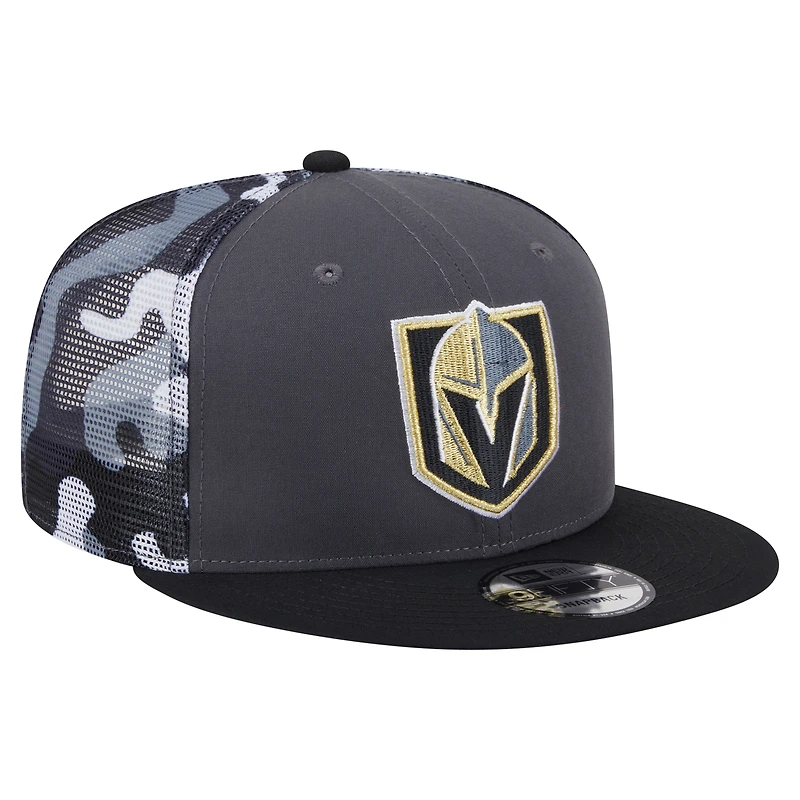 Men's New Era Gray/Black Vegas Golden Knights Camo Meshback 9FIFTY Snapback Hat