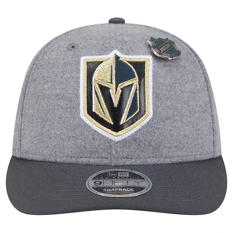 Pin snapback 9FIFTY basse en laine pour homme New Era, gris/noir, Vegas Golden Knights